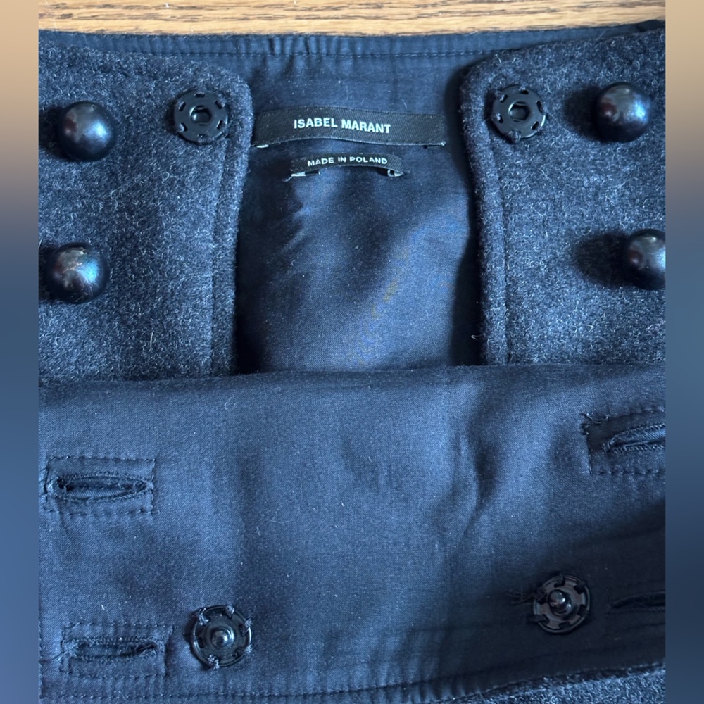 Isabel Marant Charcoal Buttoned Wool Mini Skirt - Picture 4 of 5